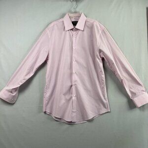 Nordstrom TechSmart Dress Shirt Mens 15½ 32-33 Pink Collared Gingham Check
